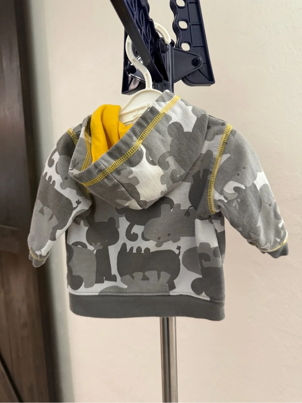 Baby Hoodie Jacket - Gray Elephant Print